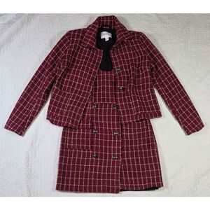 Joe Fresh Red Plaid Jacket & Skirtall Dress Set
